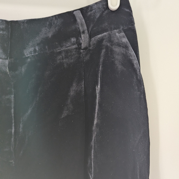 Loft The Peyton Trousers Pants Velvet 6 Black Wide Legs Career Pleated Front NWT - Picture 11 of 11